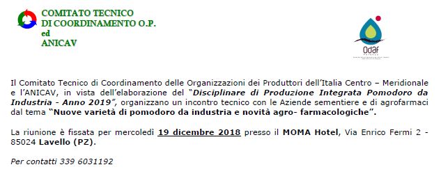 Disciplinare di Produzione Integrata Pomodoro da Industria – Anno 2019